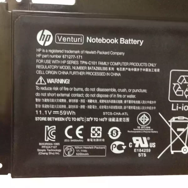 laptop akku/akkumulátor az HP 671602-001 671277-171 TPN-C101 - Image 3