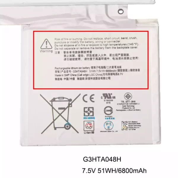 laptop akku/akkumulátor az G3HTA048H,Microsoft Surface Book 2 1832 1834 - Image 3