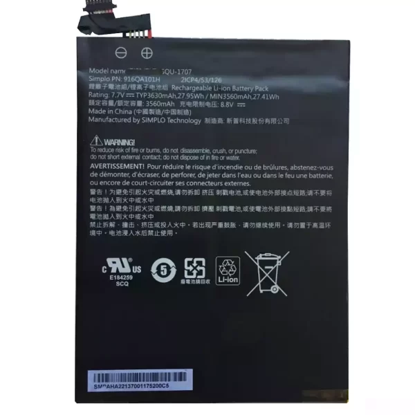 laptop akku/akkumulátor az Hasee SQU-1707 916QA101H