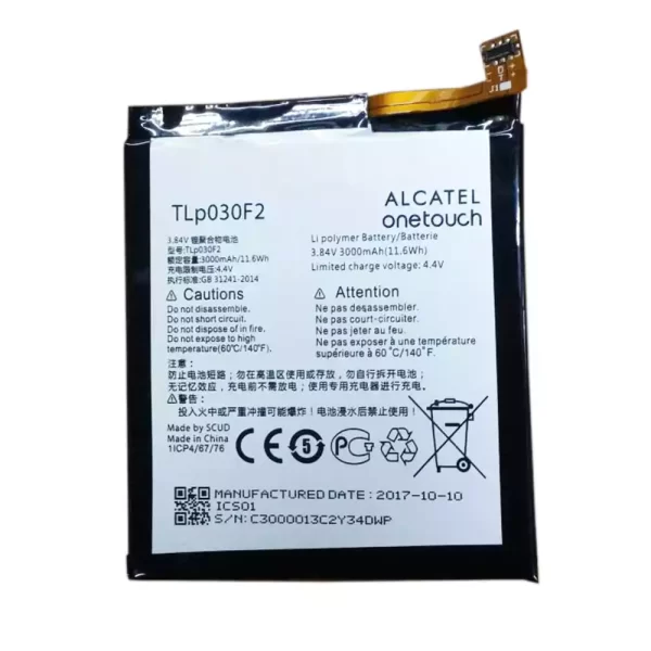 Mobiltelefon akku/akkumulátor TLP030F2 alkalmas Alcatel