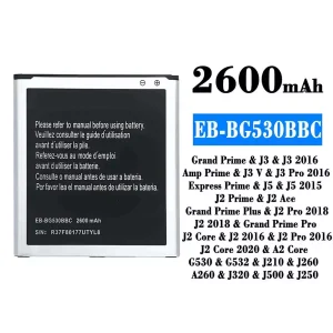 Mobiltelefon akku/akkumulátor EB-BG530BBC alkalmas Samsung J3/J3 2016/J3 V/J3 Pro 2016/J5/J5 2015/J2 Ace/J2 Pro 2018/J2 2018/J2 Core/J2 2016/J2 Pro 2016/J2 Core 2020/A2 Core