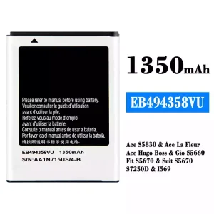 Mobiltelefon akku/akkumulátor EB494358VU alkalmas Samsung Ace S5830