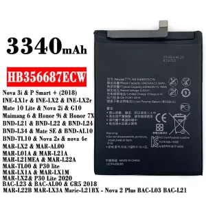 Mobiltelefon akku/akkumulátor HB356687ECW alkalmas HUAWEI Nova 3i / Mate 10 Lite / Nova 2i / Honor 9i / Honor 7X / Nova 2s / nova 4e/P30 lite / P30 Lite 2020 /