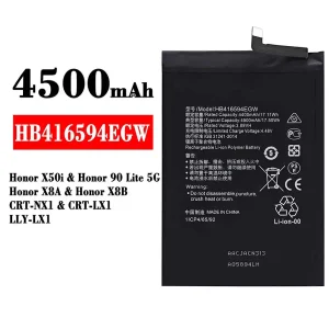 Mobiltelefon akku/akkumulátor HB416594EGW alkalmas HUAWEI Honor X50i / Honor 90 Lite 5G /Honor X8A / Honor X8B