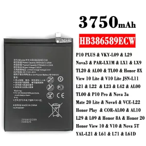 Mobiltelefon akku/akkumulátor HB386589ECW alkalmas HUAWEI P10 PLUS /Nova3 / Honor 8X / View 10 Lite / P10 Pro / Nova 3a / Mate 20 Lite / Nova4 / Honor 8A / Honor 20 / Honor View 10 / Nova 5T