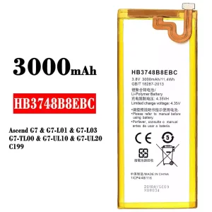 Mobiltelefon akku/akkumulátor HB3748B8EBC alkalmas HUAWEI Ascend G7