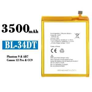Mobiltelefon akku/akkumulátor BL-34DT alkalmas Tecno Phantom 9/ Camon 12 Pro