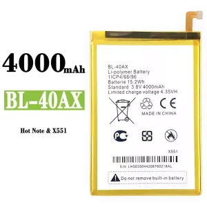 Mobiltelefon akku/akkumulátor BL-40AX alkalmas Infinix Hot Note