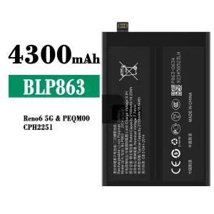 Mobiltelefon akku/akkumulátor BLP863 alkalmas OPPO RENO 6 5G