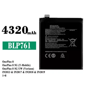 Mobiltelefon akku/akkumulátor BLP761 alkalmas OPPO OnePlus 8