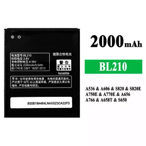 Mobiltelefon akku/akkumulátor BL210 alkalmas Lenovo A536/A606/S820/S820E/A750E/A770E/A656/A766/A658T/S650