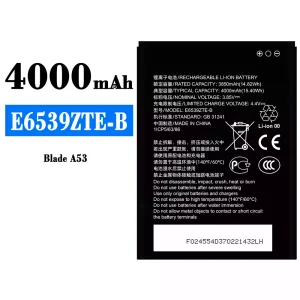 Mobiltelefon akku/akkumulátor E6539ZTE-B alkalmas ZTE Blade A53