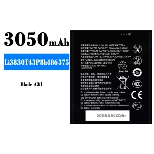Mobiltelefon akku/akkumulátor Li3830T43P8h486375 alkalmas ZTE Blade A31