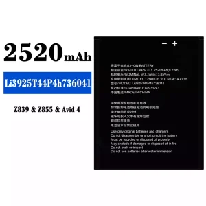 Mobiltelefon akku/akkumulátor Li3925T44P4h736041 alkalmas ZTE Z839/Z855/Avid 4