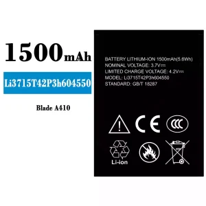 Mobiltelefon akku/akkumulátor Li3715T42P3h604550 alkalmas ZTE Blade A410