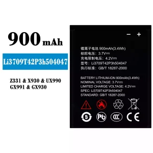 Mobiltelefon akku/akkumulátor Li3709T42P3h504047 alkalmas ZTE Z331/X930/UX990/GX991/GX930