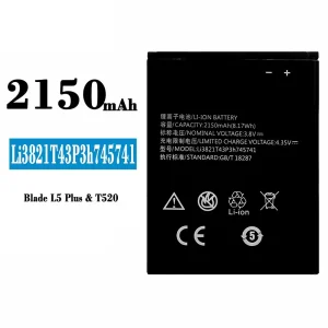 Mobiltelefon akku/akkumulátor Li3821T43P3h745741 alkalmas ZTE Blade L5 Plus