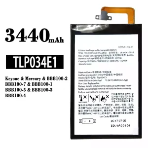 Mobiltelefon akku/akkumulátor TLP034E1 alkalmas BlackBerry Keyone